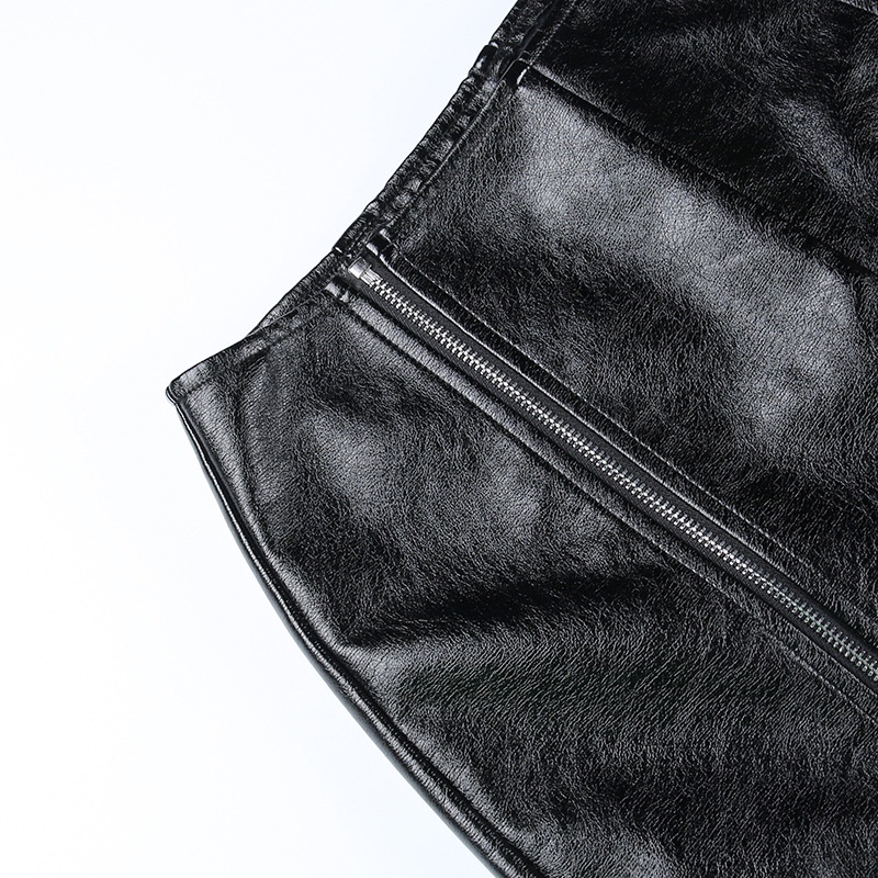 Chân Váy Midi Da PU Thiết Kế Khoá Kéo Hợp Thời Trang