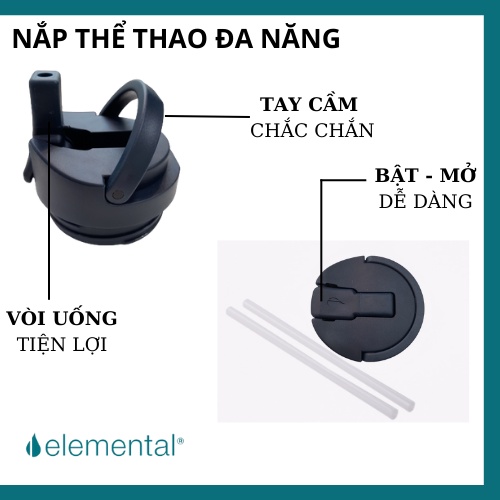 Bình giữ nhiệt elemental Pop màu xanh navy 414ml, inox 304, giữ nhiệt tốt, FDA Hoa Kì