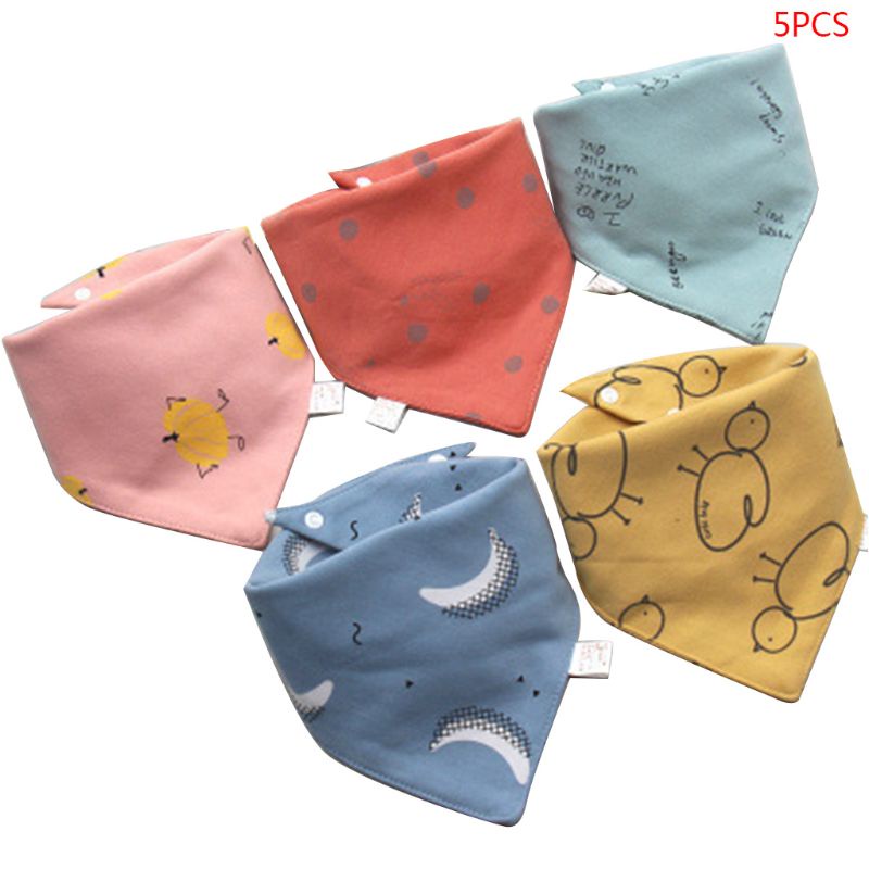 Set 5 yếm ăn bằng cotton hình tam giác tiện dụng cho trẻ em