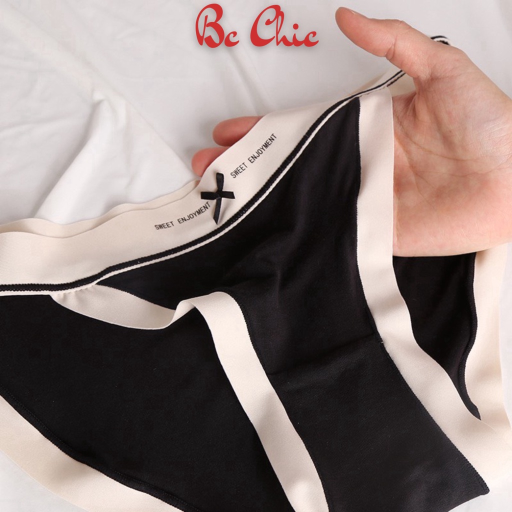 Quần Lót Nữ , Quần Lót Nữ Cotton viền chun đính nơ nhỏ thoáng mát ôm dáng MÃ quần S05 BC_CHIC LINGERIE