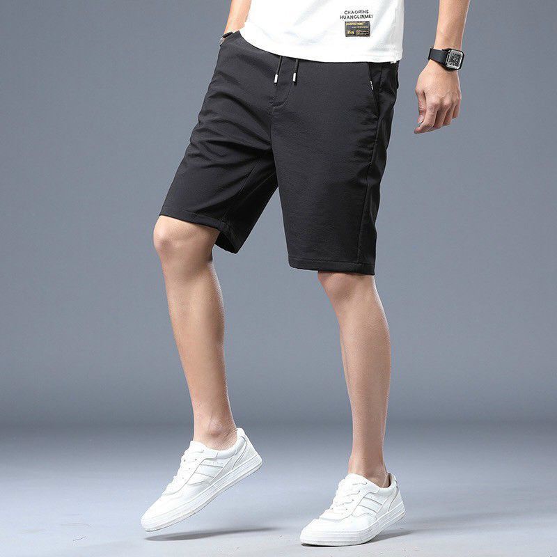 Bigsize đến 95kg - Quần short nam dù dãn lưng thun màu đen
