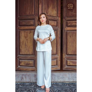 Bộ lót hầu bà ba cách tân đi lễ hầu đồng vải lụa mịn dày dặn cao cấp