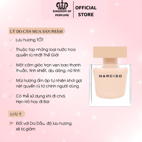 Nước hoa nữ Narciso Poudree  EDP dung tích 90ml - Hương thơm  nhẹ nhàng lôi cuốn, quyến rũ