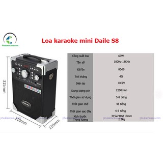 Loa karaoke mini Daile S8 loa bluetooth karaoke