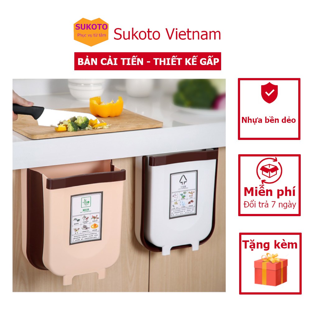 Thùng Rác Thông Minh Gấp Gọn Cài Cánh Tủ Bếp - Phiên Bản Mới Thiết Kế Gấp