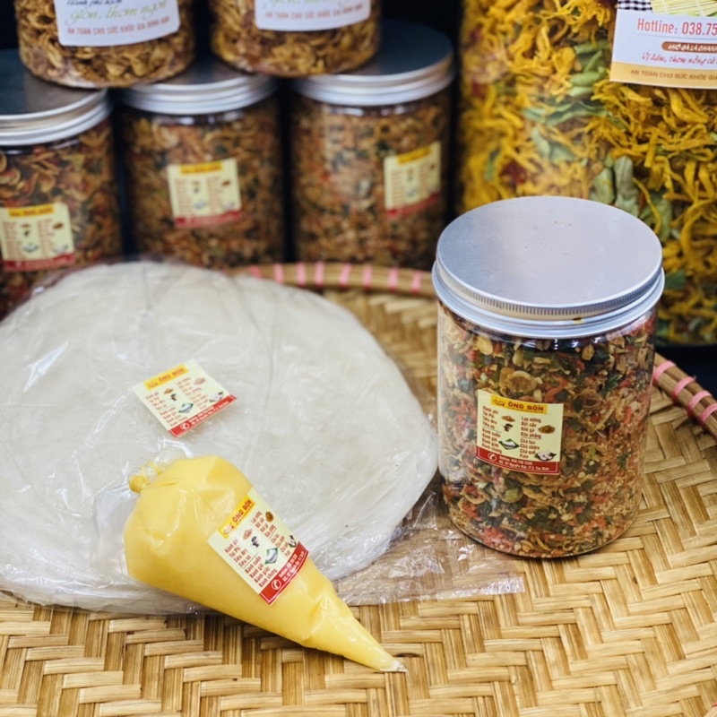 Bánh Tráng Phơi Sương(500g) + Muối Tôm Hành Phi(hũ 300g) + Quà Tặng