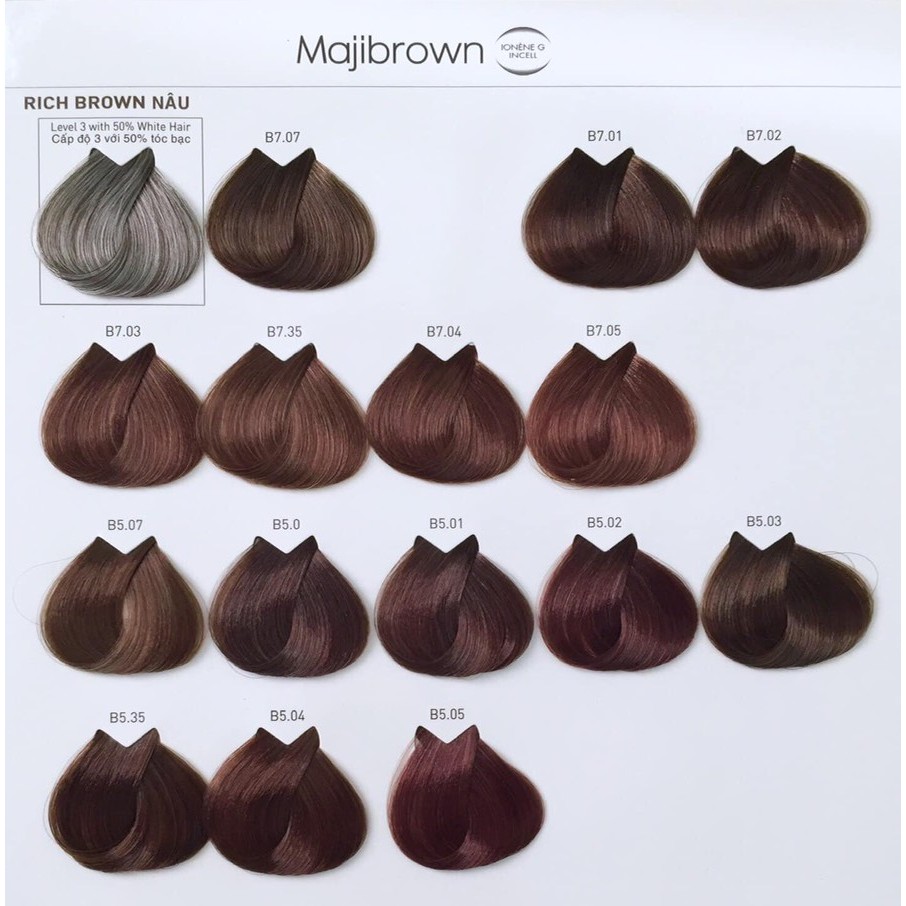 Thuốc nhuộm tóc phủ bạc 100% caon ấp L'oreal Majibrown 50ml + oxy hàng chuyên nghiệp trong Salon