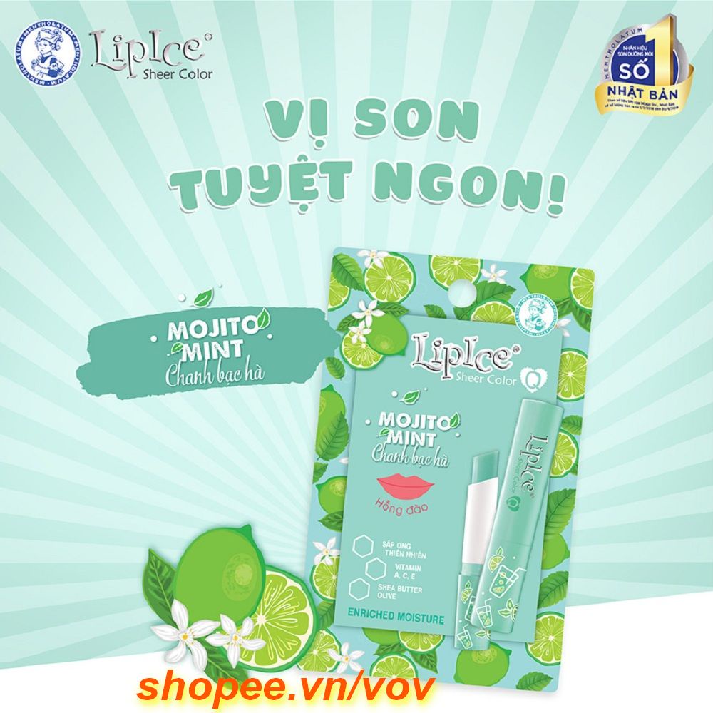 Son Dưỡng Có Màu 2.4G Lipice Sheer Color Q Mojito Mint Hồng Đào