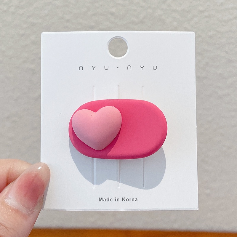Kẹp Tóc Nơ Hồng Hình Trái Tim Dễ Thương Đơn Giản Và Tinh Tế Phong Cách Hàn Quốc