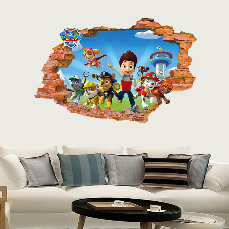 Miếng Dán Tường Trang Trí Hình Hoạt Hình Paw Patrol 3d