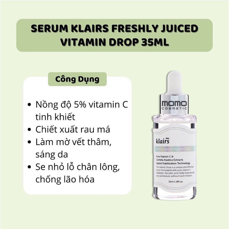 Serum sáng da, mờ thâm KLAIRS Freshly Juiced Vitamin Drop