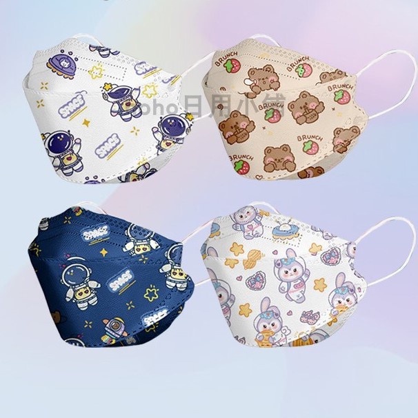Khẩu trang KF94 cao cấp xuất Hàn in hoạ tiết hoạt hình gấu cute Pandinee KT02