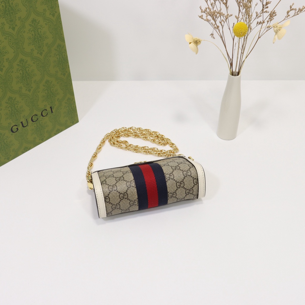Túi đeo chéo nữ da thật thời trang cao cấp Gucci GG GC thiết kế họa tiết monogram, phong cách thanh lịch
