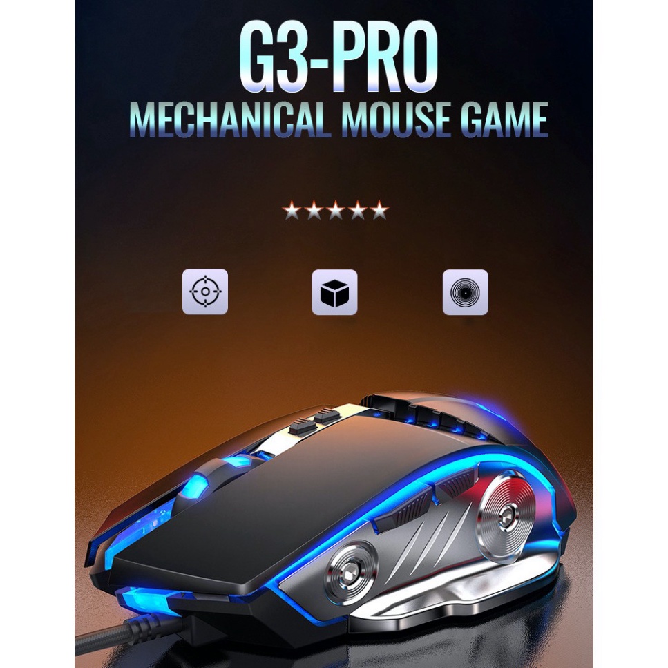 Chuột Máy Tính Gaming G3PRO LED 7 Màu Điều Chỉnh DPI Khủng 3200, Chơi Game Làm Việc Văn Phòng Cực Tiện Dụng-Bảo Hành 2T