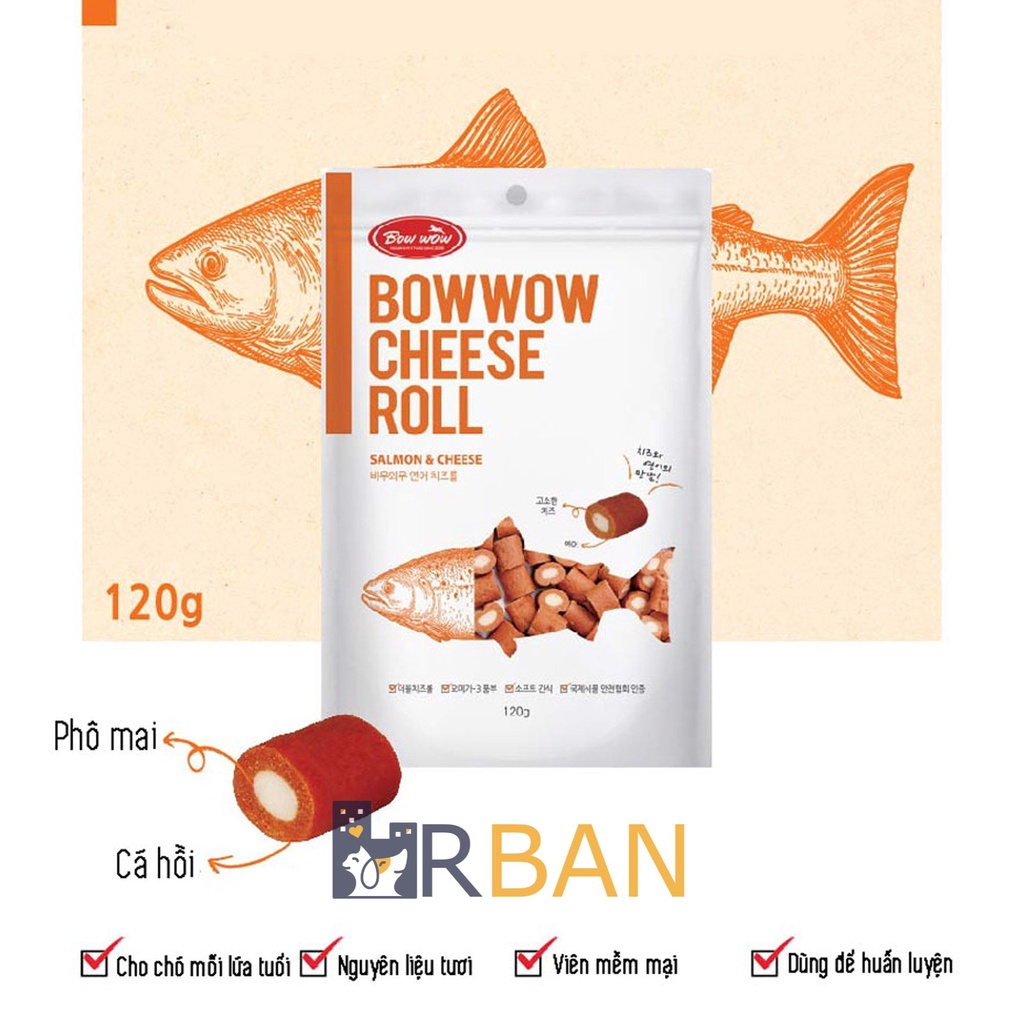 𝗨𝗿𝗯𝗮𝗻_𝗕𝗼𝘄𝘄𝗼𝘄_Phô mai cuộn cá hồi cho chó mèo biếng ăn