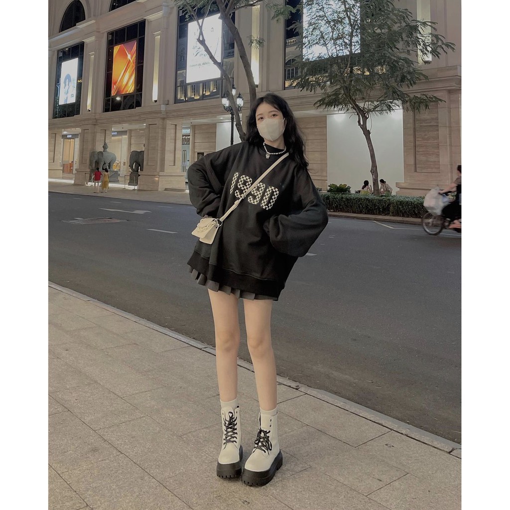 Áo Nỉ Relax Nữ - Rere.Store  - Sweater dài tay form rộng dáng suông, thiết kế cá tính HOT
