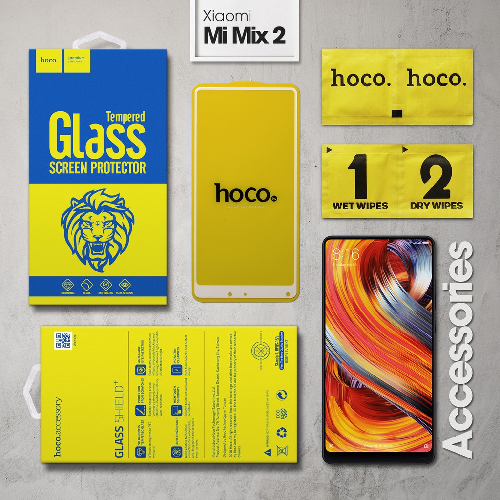 Cường lực Xiaomi Mi Mix 2 hiệu Hoco.tw Full viền màu