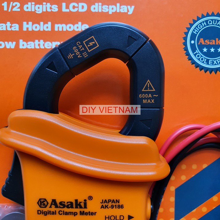 Ampe kềm đo điện hãng Asaki Nhật Bản AK-9186 có tặng kèm bút thử điện Stanley (Ampe kìm đo điện)