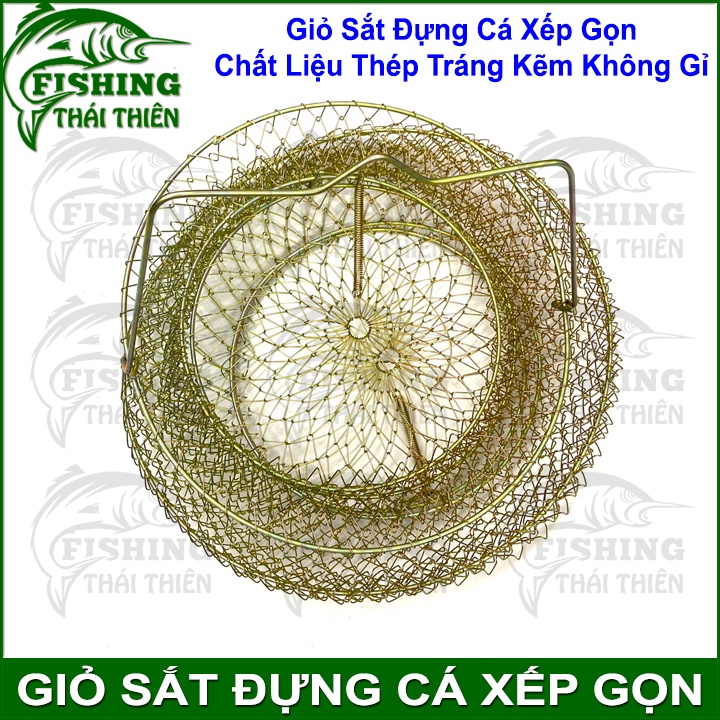 Giỏ Rọng Sắt Đựng Cá Xếp Gọn Chất Liệu Thép Tráng Kẽm Không Gỉ Sét Lưới Độ Rộng 1cm Siêu Bền