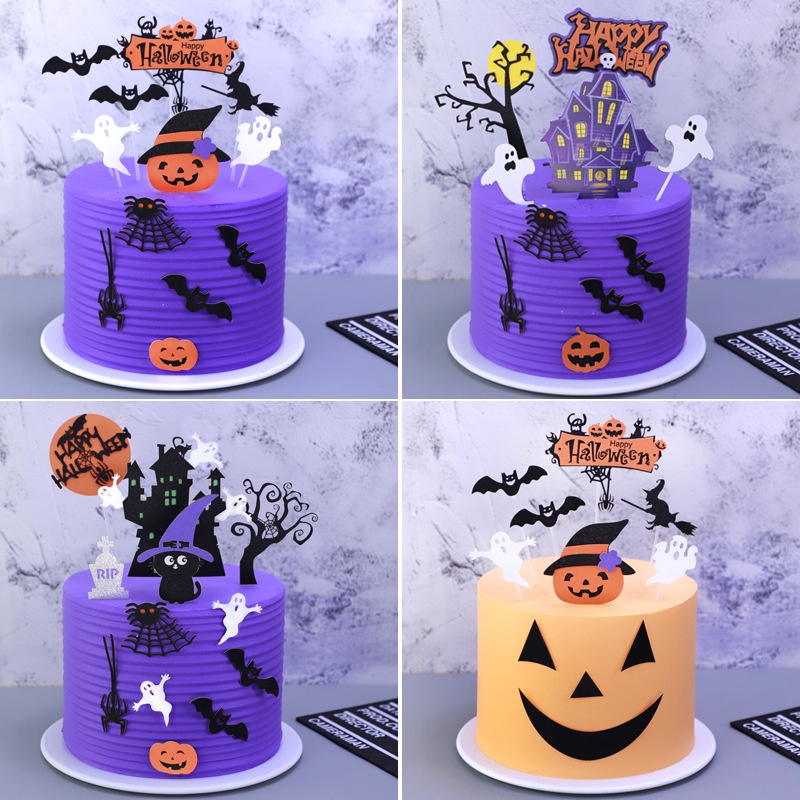 1 Set Thẻ Trang Trí Bánh Kem Chủ Đề Halloween