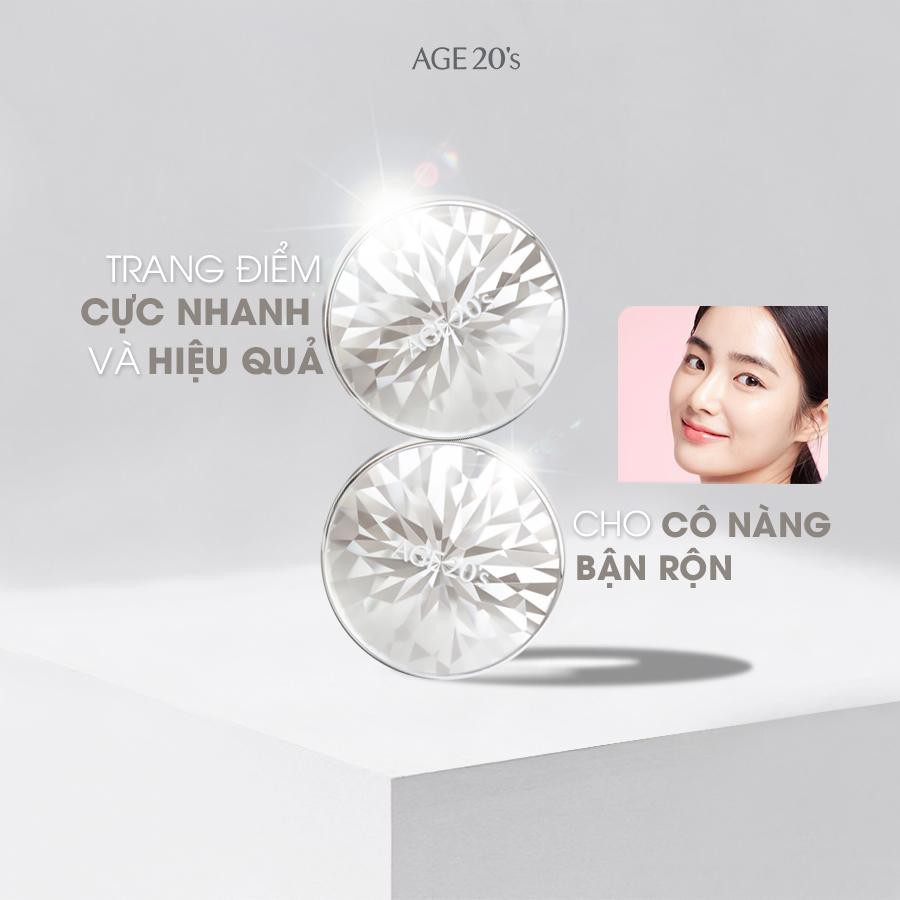 Phấn Nền Lạnh Kim Cương Lâu Trôi dành cho da dầu mụn AGE20’s Essence Cover Pact Original SPF 50+/PA+++ White Beige 12.5g