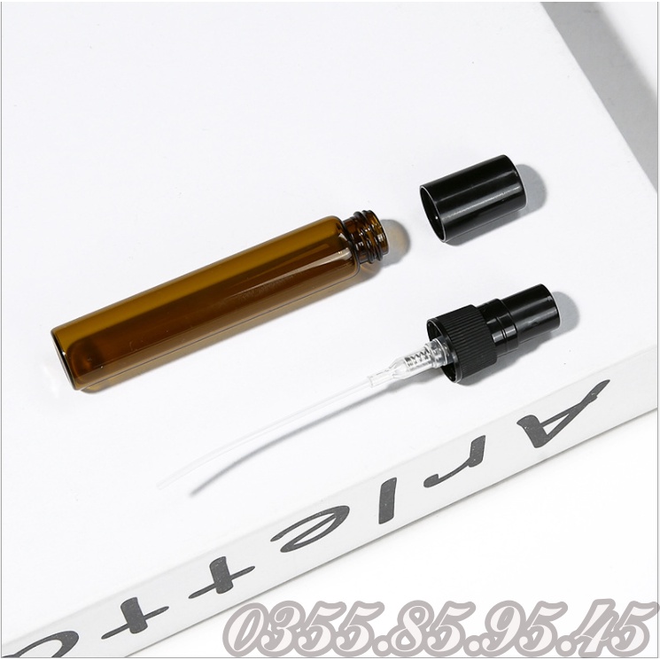 Lọ chiết nước hoa thủy tinh NÂU TRÒN nắp ĐEN 2ml, 3ml, 5ml, 10ml - Vỏ chai, Ống đựng nước hoa, lọ mỹ phẩm du lịch.