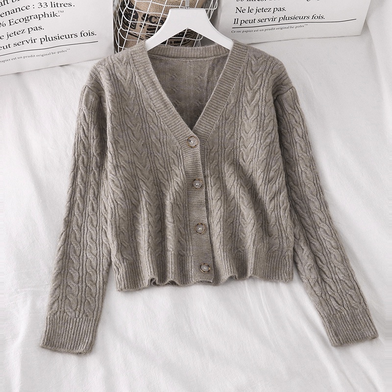 NUZIRO  Áo khoác cardigan  dệt kim tay dài cổ chữ V thời trang cho nữ