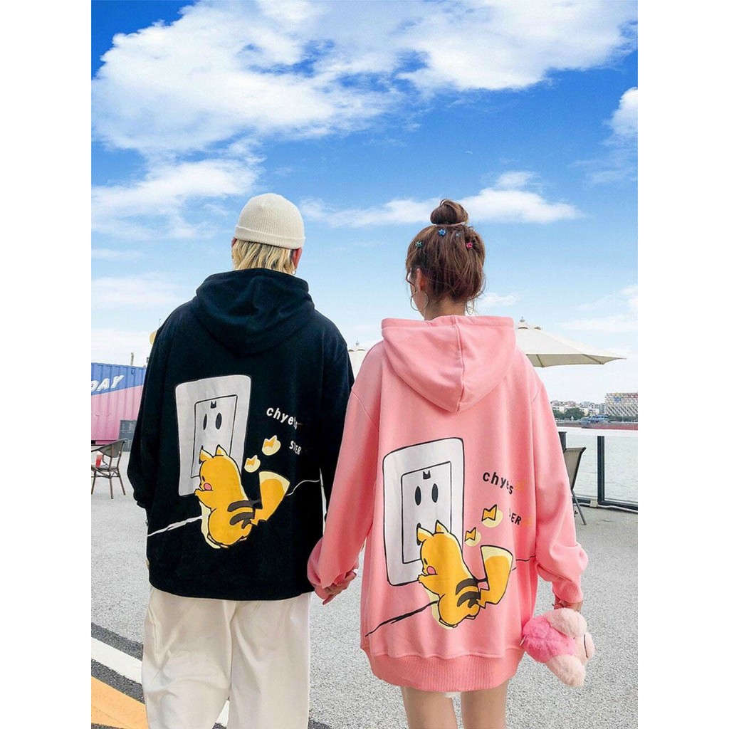 Áo khoác, áo hoodie unisex nam nữ nỉ ngoại chyets logo lưng có túi dễ thương năng động thời trang học đường