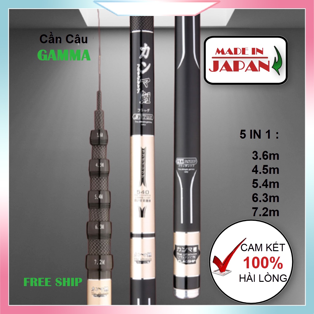 cần câu cá chính hãng Gamma Nhật định vị độ dài 5 trong 1 vặn chỉnh được 5 kích thước, cần câu tay 6h bạo lực