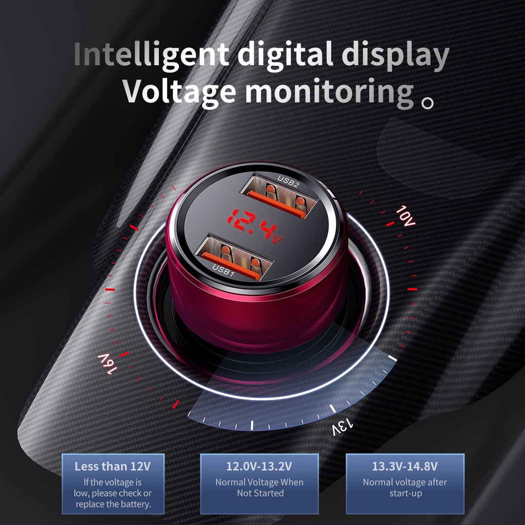 Sạc 02 cổng 45W USB A và Type C trên xe hơi Baseus Magic PPS Digital Display Intelligent Dual Quick Charge