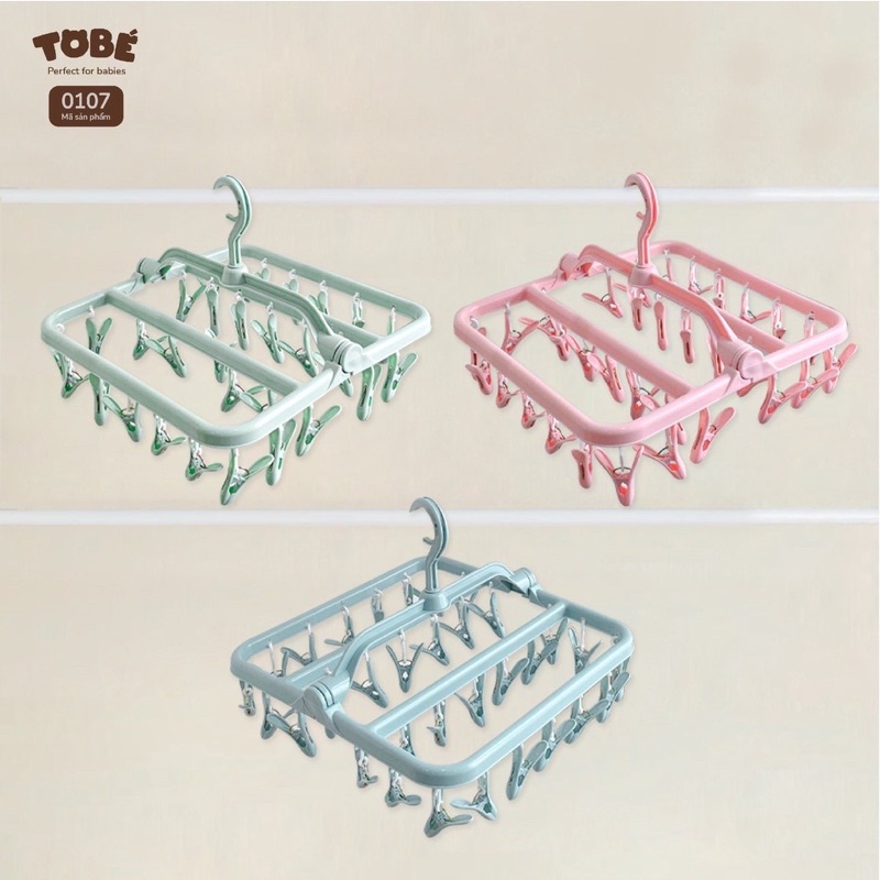 Móc chùm treo đa năng gấp gọn 32 kẹp 3 màu