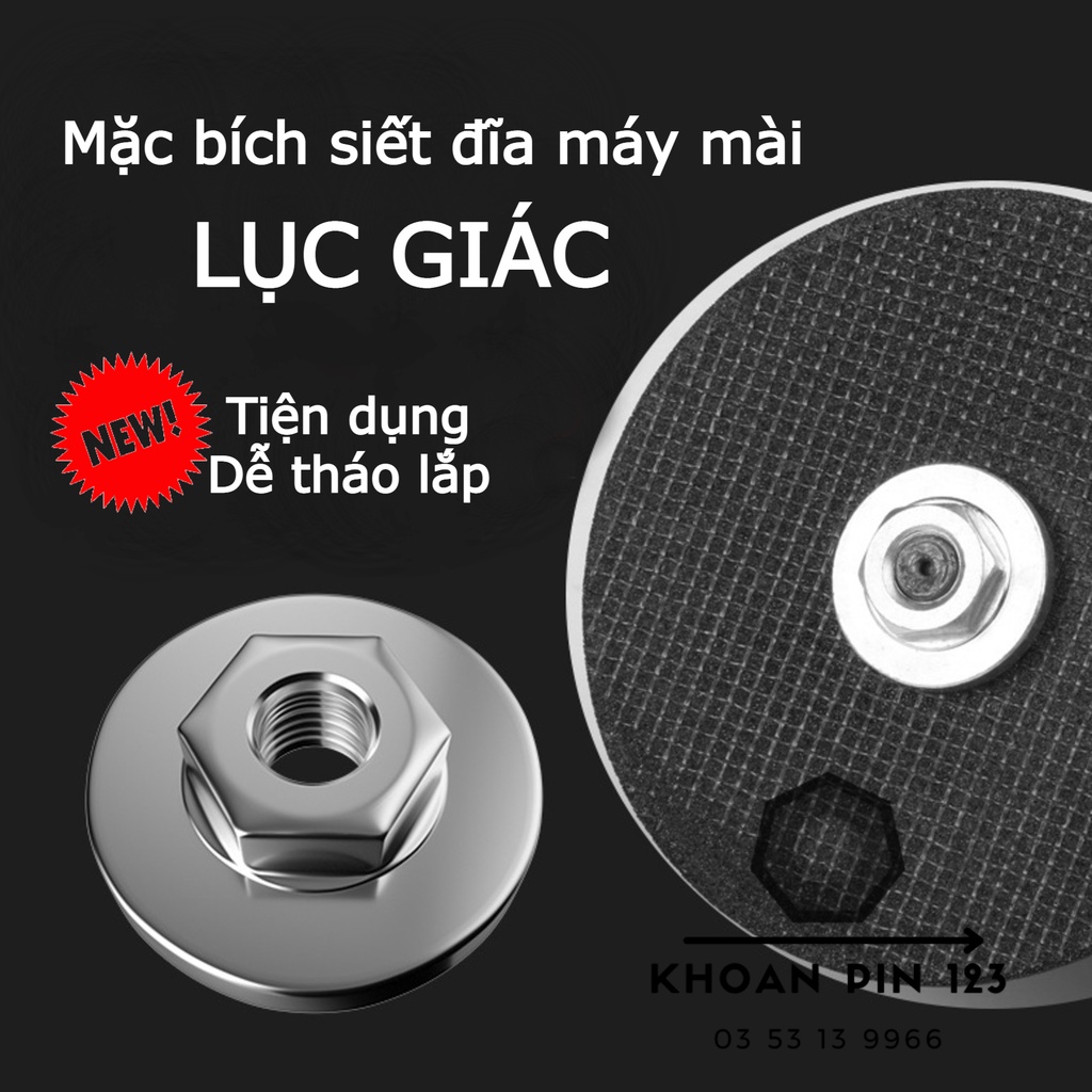 Cặp đồng xu mặt bích lục giác siết đĩa cắt gắn máy mài cầm tay 100mm mẫu mới dễ tháo lắp hơn