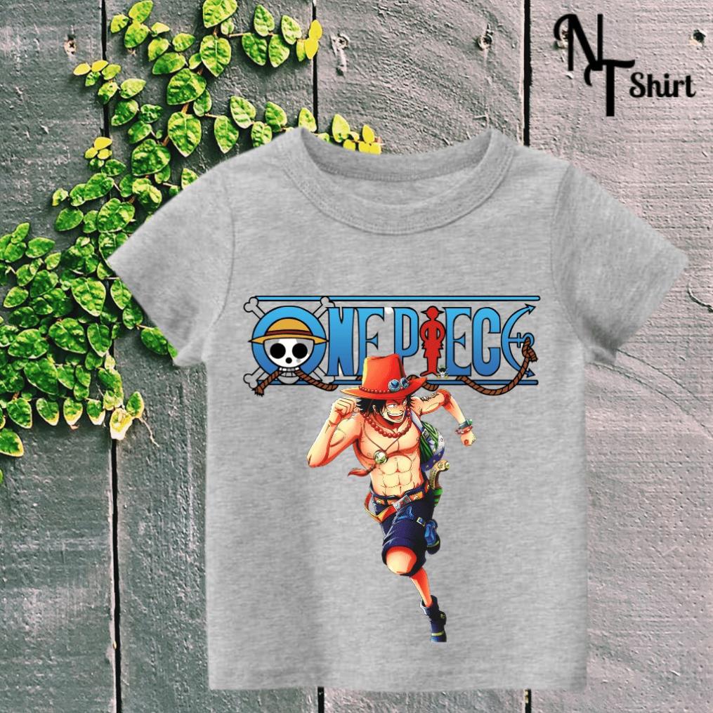 Áo phông bé trai và bé gái, Áo thun trẻ em in hình One Piece Luffy, Áo cotton xuất xịn mặc mát mịn hình in chất lượng 14