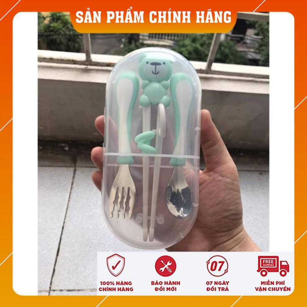 Bộ Thìa Nĩa Đũa Hình Gấu dễ thương cho bé tập ăn dặm