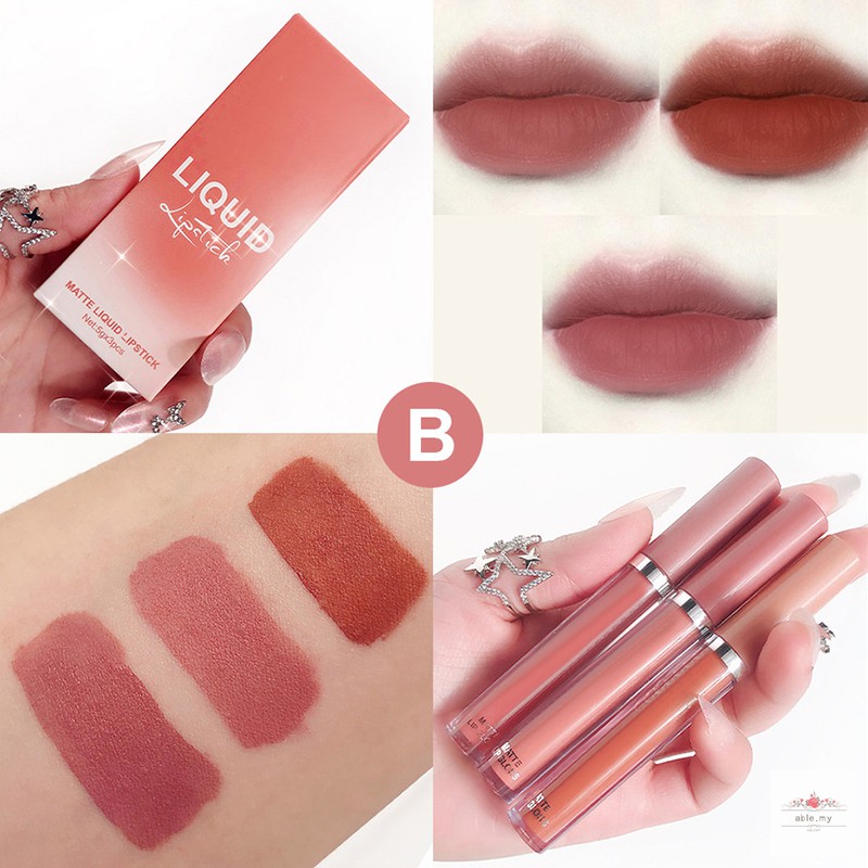 (Hàng Mới Về) Set 3 Son Kem Lì Lâu Trôi Không Phai Màu Sắc Quyến Rũ Cho Nữ | BigBuy360 - bigbuy360.vn