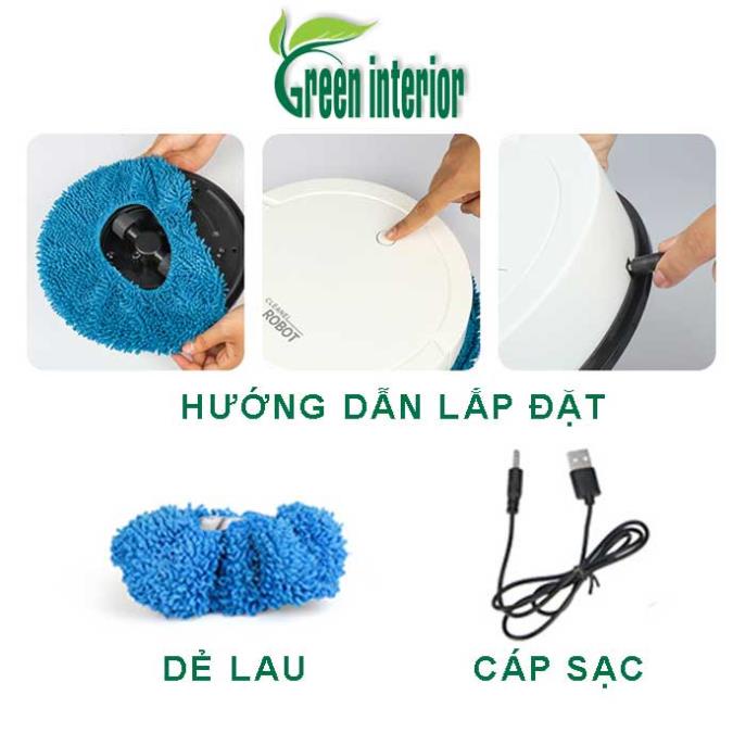 Robot hút bụi lau nhà tự động, robot mini lau sàn nhà thông minh 2 tính năng lau khô ướt dùng pin sạc K333