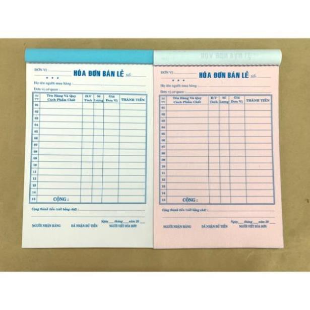 Hoá đơn bán lẻ 2 liên  50 bộ 100 tờ