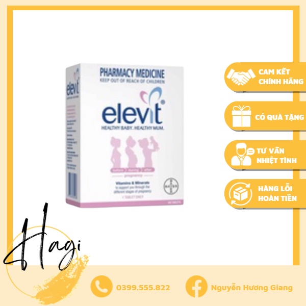 Viên uống Elevit Healthy Baby Healthy Mum bổ sung Vitamin cho bà bầu Úc