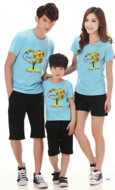 Áo gia đình Happy Family chất cotton loại 1 bán shop đủ màu đủ size từ 5-100kg