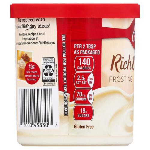 Kem Phủ Betty Crocker Vanilla Rich &amp; Creamy Frosting, Hộp 453g (16 Oz.)