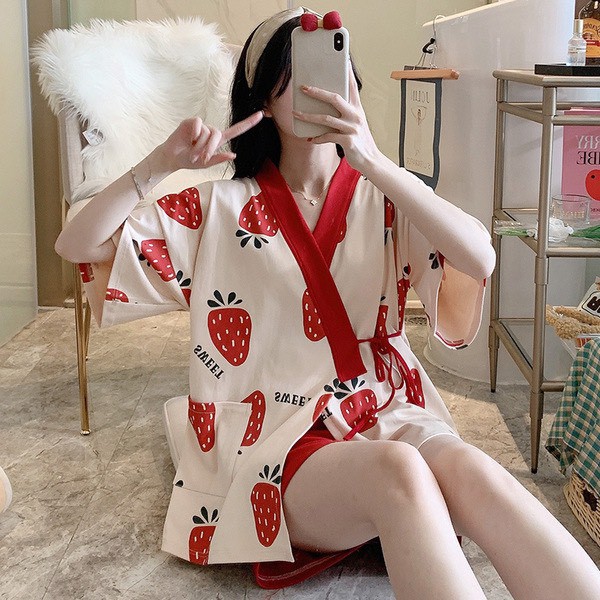Bộ đồ - Đồ bộ bầu sau sinh cộc tay KIMONO chất thun sữa hoạt tiết dễ thương BĐ858