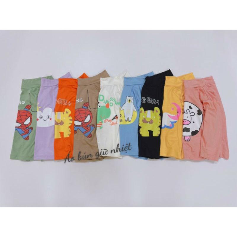 KWOO ÁO THUN LẠNH DÀI TAY áo giữ nhiệt cổ cao 3 phân CHO BÉ TRAI BÉ GÁI IN HÌNH DỄ THƯƠNG