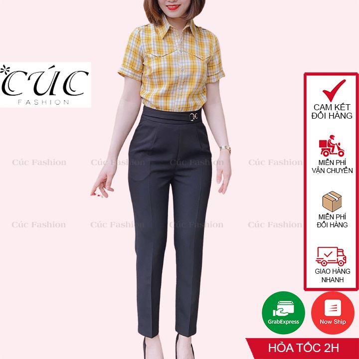 Quần baggy nữ công sở cao cấp Cúc Fashion Q294 quần tây bagy ks cạp 2 móc tròn