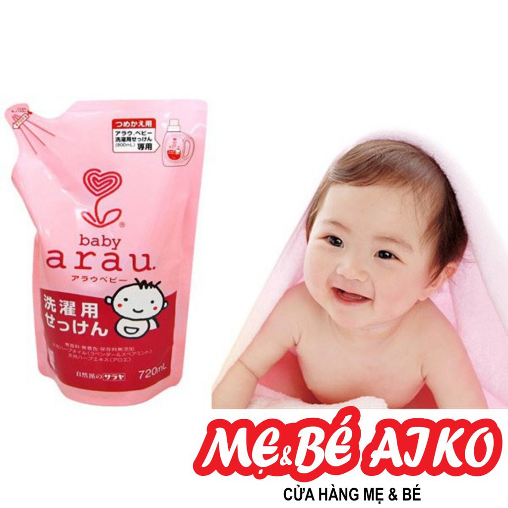 Nước giặt Thảo Mộc Arau Baby Dạng Túi 720ml, Giúp Quần Áo Mềm Mại, An Toàn Cho Bé