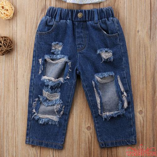 Set áo trễ vai + Quần jeans cho bé gái