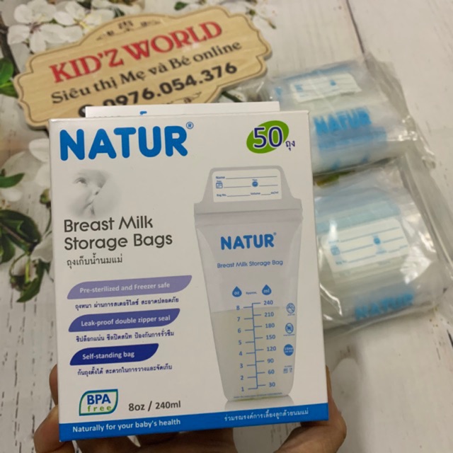 Túi trữ sữa Natur loại hộp 20 và 50 túi 240ml nhập khẩu Thái Lan