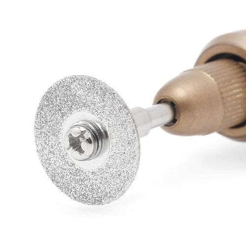 Bộ Dụng Cụ Gồm 5 Lưỡi Cắt Kim Cương Dạng Dĩa Size 30mm Và 1 Trục Nối Máy Cầm Tay Chiều 35mm