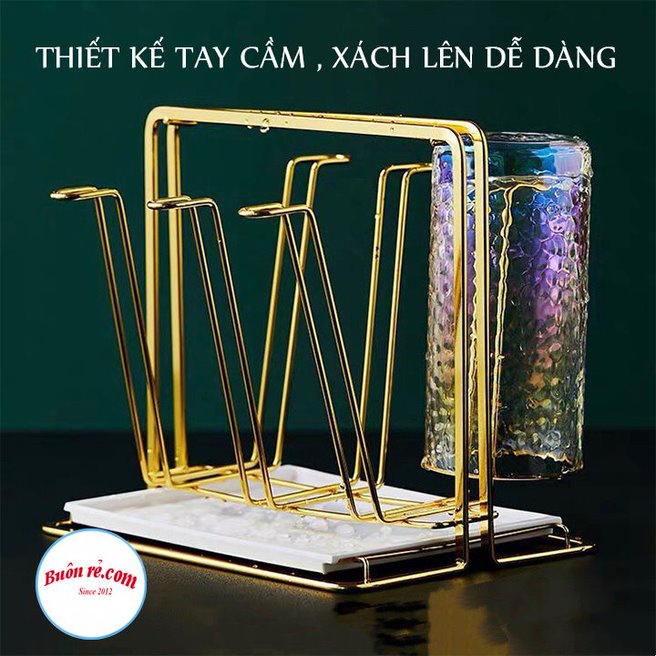 Khay úp cốc mạ vàng kèm khay hứng thiết kế hiện đại, chắc chắn-Giá úp cốc tiện lợi, dễ vệ sinh -Buôn Rẻ 01518