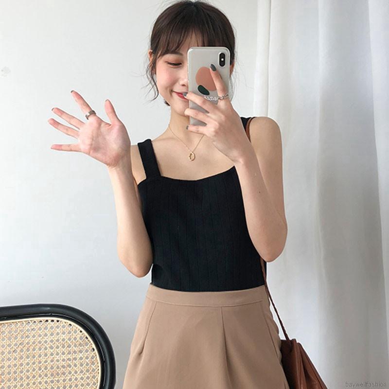 Áo len hai dây màu trơn gợi cảm cho nữ | BigBuy360 - bigbuy360.vn