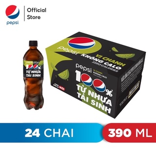 Thùng 24 Chai Nước Ngọt Có Gas Pepsi vị chanh không calo 390ml Chai